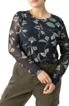 Sanctuary Perfect Floral Long Sleeve Mesh T-shirt In Evergreen
