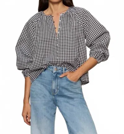 Sanctuary Perfect Gingham Button Blouse In Picnic In Black
