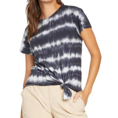 Sanctuary Perfect Knot Tee In Black Stripe Tie Dye In Gray