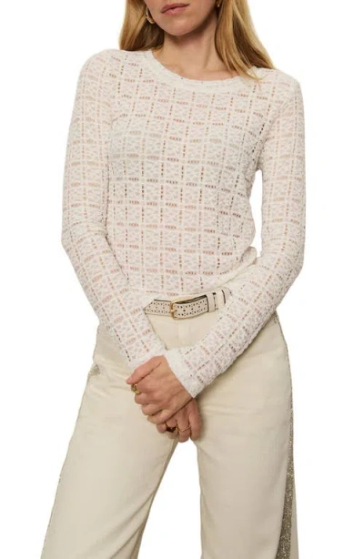 Sanctuary Perfect Long Sleeve Puckered Lace T-shirt In Neutral
