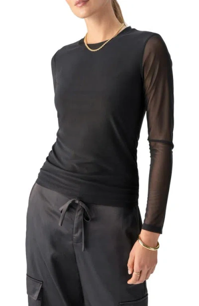 Sanctuary Perfect Mesh Long Sleeve T-shirt In Black