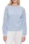Sanctuary Perfect Moment Mix Stitch Cotton Crewneck Sweater In Blue