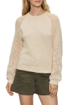 Sanctuary Perfect Moment Mix Stitch Cotton Crewneck Sweater In Nude