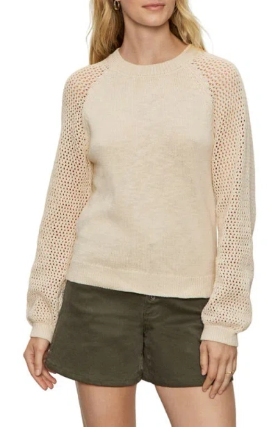 Sanctuary Perfect Moment Mix Stitch Cotton Crewneck Sweater In Nude