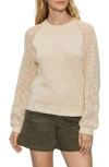 Sanctuary Perfect Moment Mix Stitch Cotton Crewneck Sweater In Brown