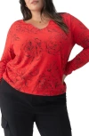 Sanctuary Perfect Notch Print Long Sleeve T-shirt In Red Alert