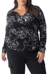 Sanctuary Perfect Notch Print Long Sleeve T-shirt In Rose Stencil