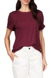 Sanctuary Perfect Roll Sleeve Cotton T-shirt In Burgundy