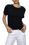 Sanctuary Perfect Roll Sleeve Cotton T-shirt In Black