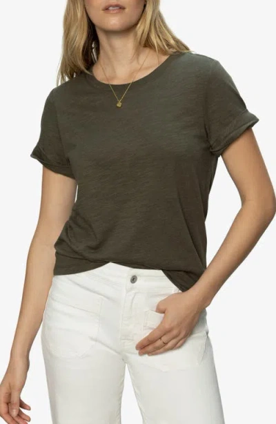 Sanctuary Perfect Roll Sleeve Cotton T-shirt In Kalamata