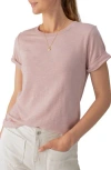 Sanctuary Perfect Roll Sleeve Cotton T-shirt In Earth Pink