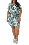 Sanctuary Perfect Tee Mix Floral Cotton Blend Minidress In Green