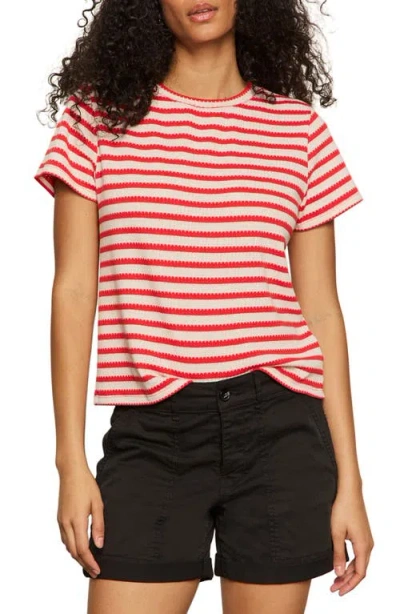 Sanctuary Perfect Texture Stripe Short Sleeve Sweater In Multi