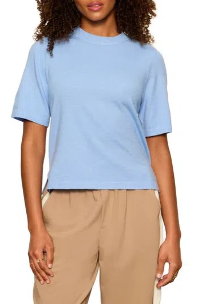 Sanctuary Perfect Tipped Short Sleeve Sweater In Blue