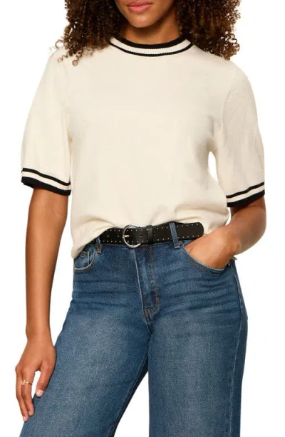 Sanctuary Perfect Tipped Short Sleeve Sweater In Neutral