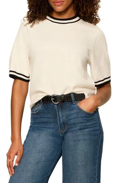 Sanctuary Perfect Tipped Short Sleeve Sweater In Neutral