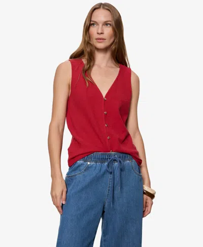 Sanctuary Petite Cotton Easy Textured Tank Top In Red