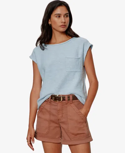 Sanctuary Petite Crew Neck Pull-on Sweater In Blue
