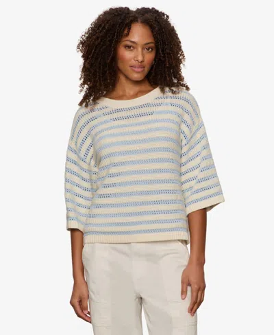 Sanctuary Petite Crew Neck Pull-on Sweater In Blue Aura W,collagen
