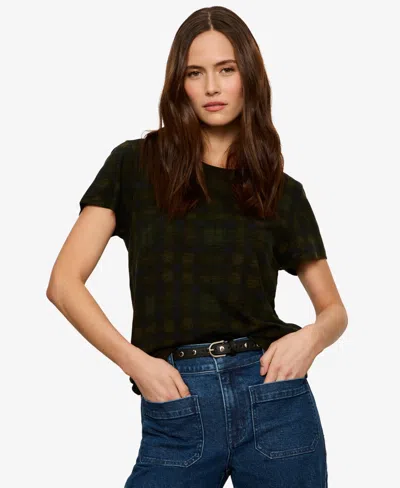 Sanctuary Petite Crewneck Short-sleeve T-shirt In Forest Plaid