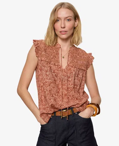 Sanctuary Petite Free Feeling Smocked Sleeveless Blouse In Brown