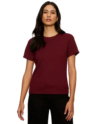Sanctuary Petite Icon Textured Crewneck T-shirt In Burgundy
