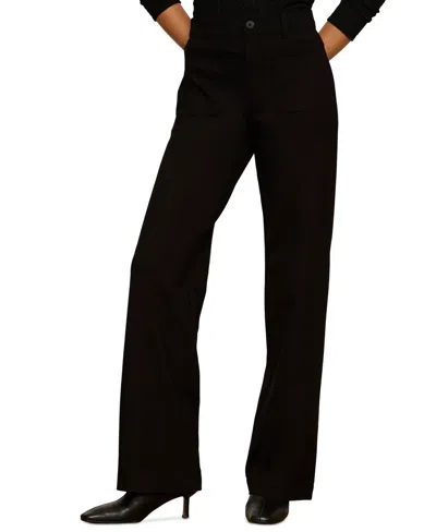 Sanctuary Petite Marine Wide-leg High-waist Ponte Pants In Black