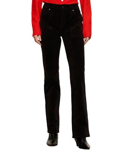 Sanctuary Petite Play Date High-waist Bootcut Corduroy Pants In Black
