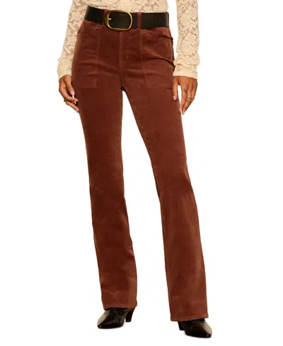 Sanctuary Petite Play Date High-waist Bootcut Corduroy Pants In Burnt Cocoa