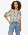 Sanctuary Petite Printed Split Neck Top In Multi