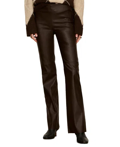 Sanctuary Petite Sashay Faux Leather Flare Leggings In Brown