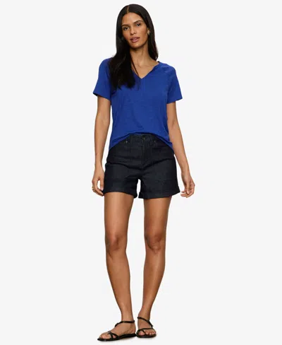 Sanctuary Petite Short-sleeve V-neck T-shirt In Blue