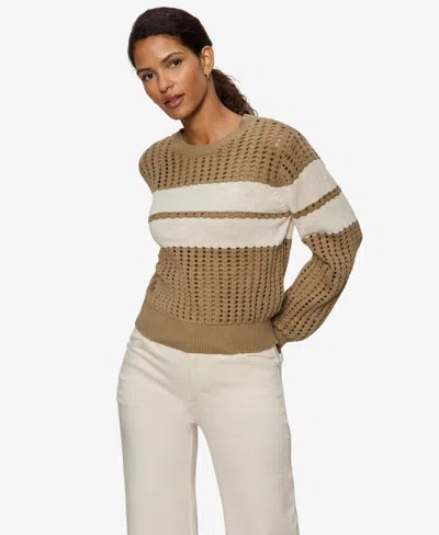 Sanctuary Petite Sporty Openwork Popover Crew Neck Sweater In Multi