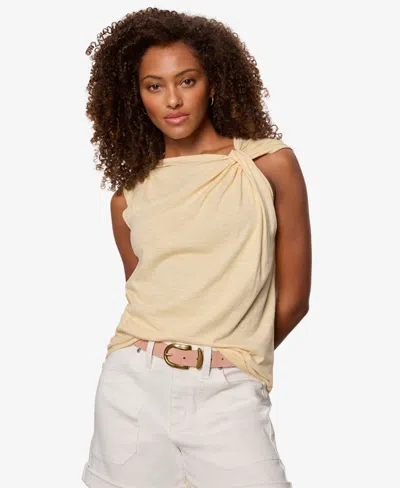 Sanctuary Petite Twisted Muscle Sleeveless T-shirt In Nude