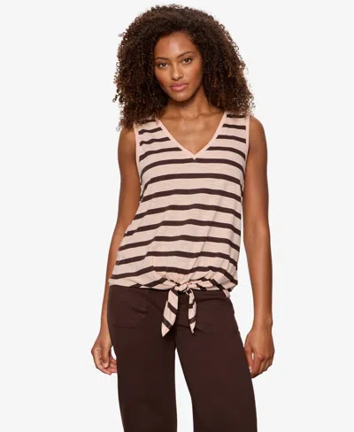 Sanctuary Petite V-neck Tie-front Tank Top In Pink