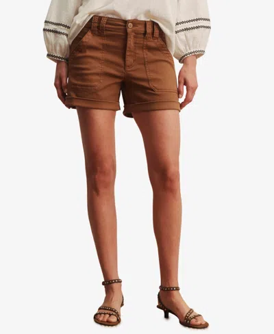 Sanctuary Petite Wander On Cuffed Chino Shorts In Brown