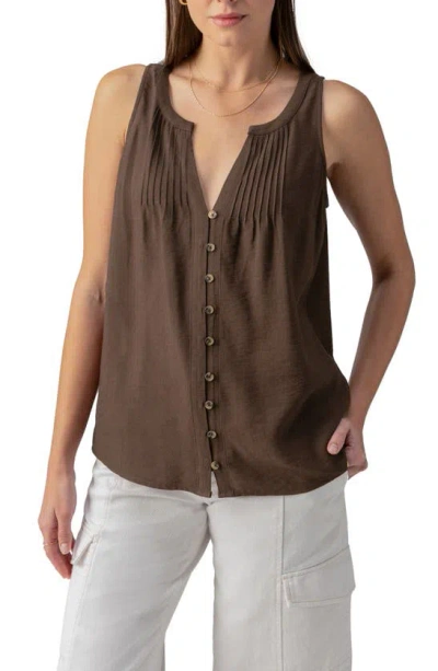 Sanctuary Pintuck Sleeveless Top In Mud Bath