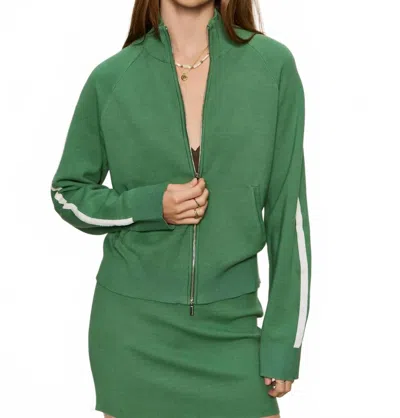 Sanctuary Places To Be Knit Track Jacket In Green Juice/chalk