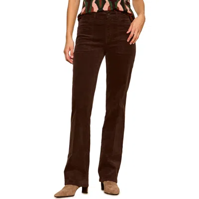 Sanctuary Play Date High Waist Stretch Cotton Corduroy Bootcut Pants In Brown