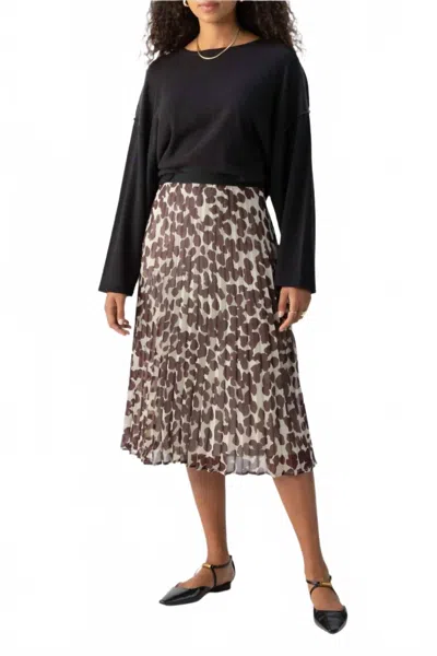 Sanctuary Pleated Midi Skirt In Chocolate Spots In Black