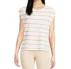 Sanctuary Pleated Muscle Tee Top In Sandstone Stripe In Neutral