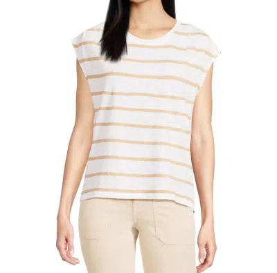 Sanctuary Pleated Muscle Tee Top In Sandstone Stripe In Neutral