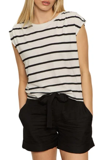 Sanctuary Pleated Stripe Muscle Tee In Neutral