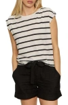 Sanctuary Pleated Stripe Muscle Tee In Multi