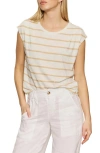 Sanctuary Pleated Stripe Muscle Tee In Sandstone