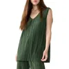 Sanctuary Plissé V-neck Tunic Top In Kombu Green