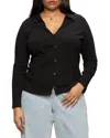 Sanctuary Dreamgirl Ruched Knit Shirt In Black