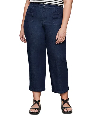 Sanctuary Plus League High Rise Wide Leg Jeans In Plot Twist In Blue
