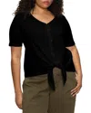 Sanctuary Tie Front Cotton Pointelle Top