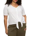 Sanctuary Tie Front Cotton Pointelle Top